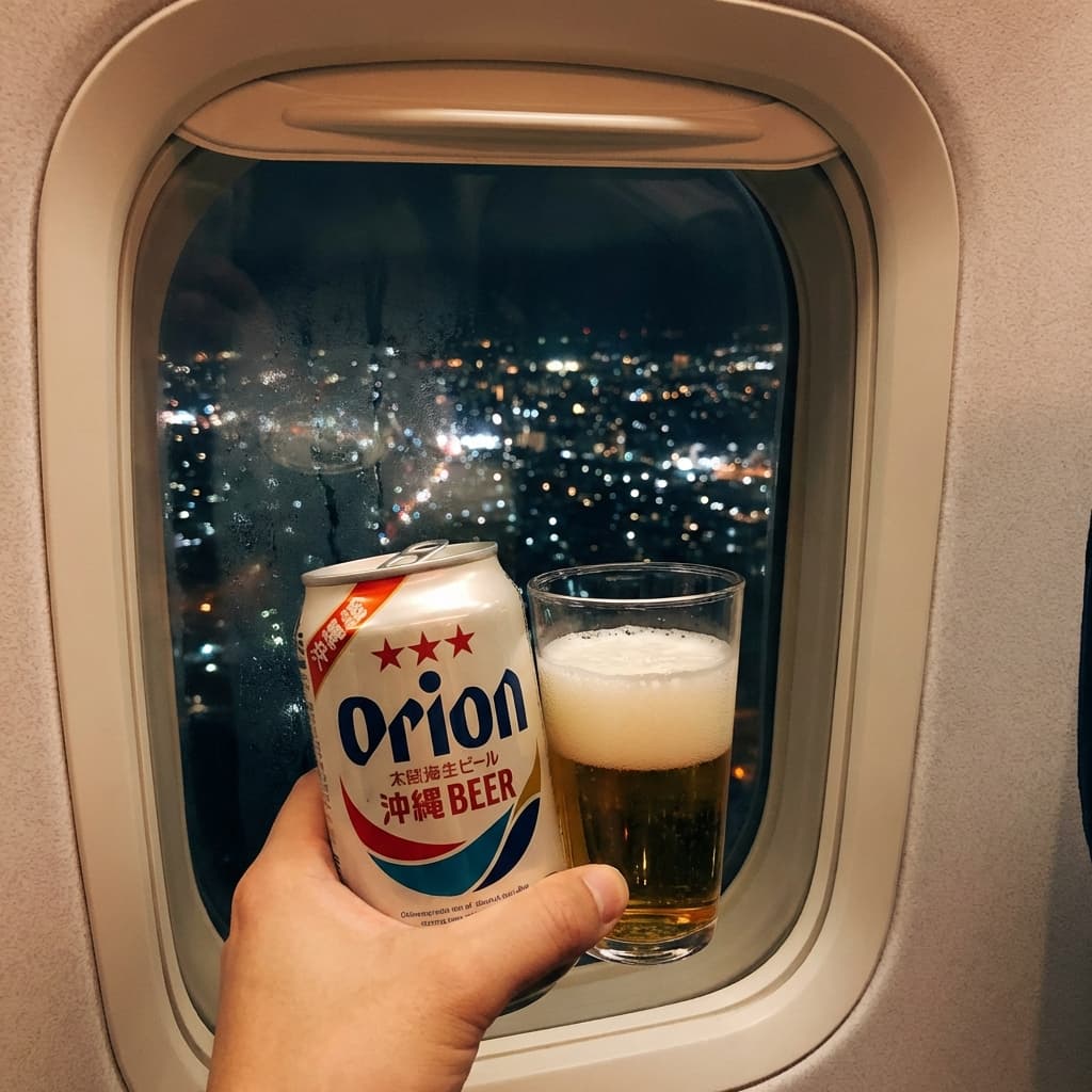Night flight with Orion beer